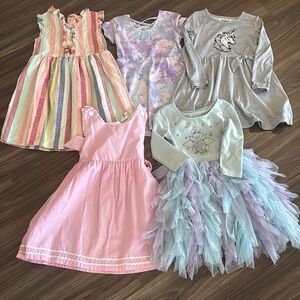Girls 5T Dress Bundle of 5 Disney and lil cactus New to used condition